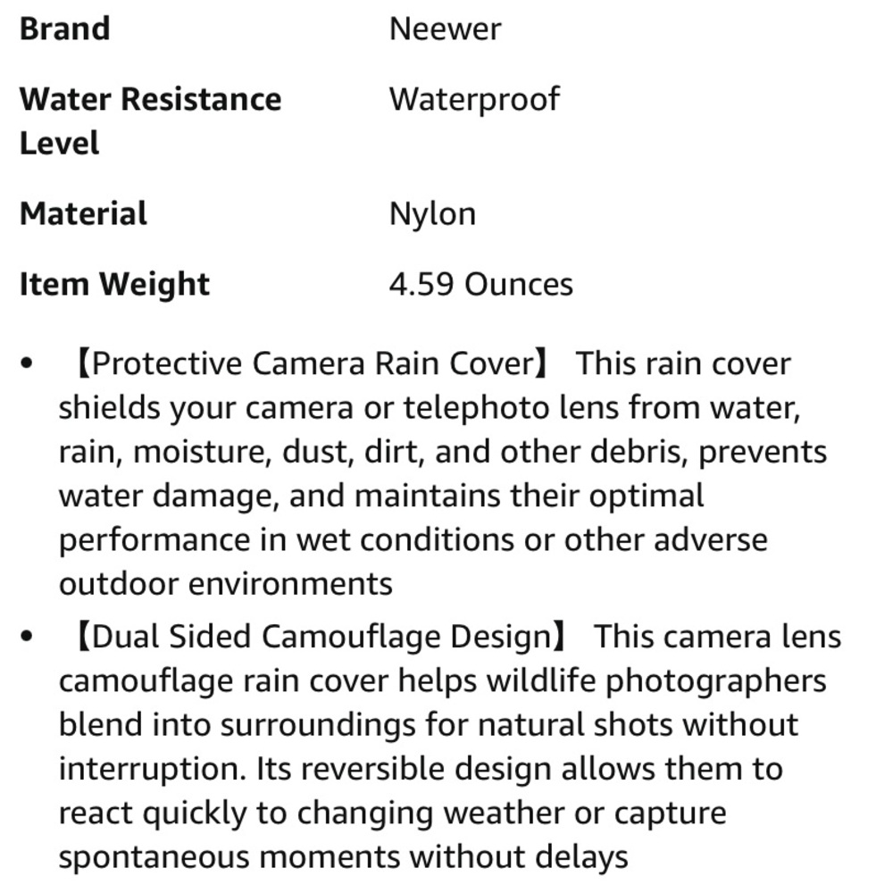 Neewer Camera Rainproof Cover - Picture 10 of 14